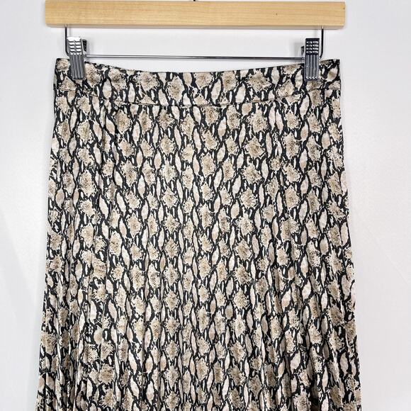 All In Favor Womens S Snake Print Pleated Midi Skirt Black Cream Animal Print - Picture 3 of 8